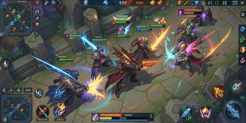 Tampilan aksi seru gameplay MOBA dari 555F.