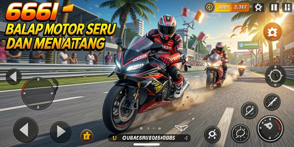 Tampilan menegangkan balapan motor di lintasan yang menantang.
