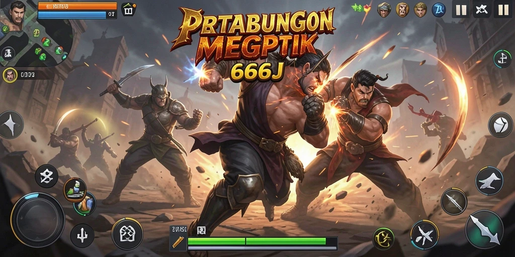 Tampilan gameplay 666J yang penuh aksi pertarungan.