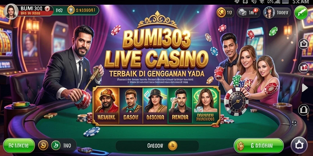 Screenshot gameplay BUMI303 yang menampilkan aksi Live Casino yang mendebarkan.