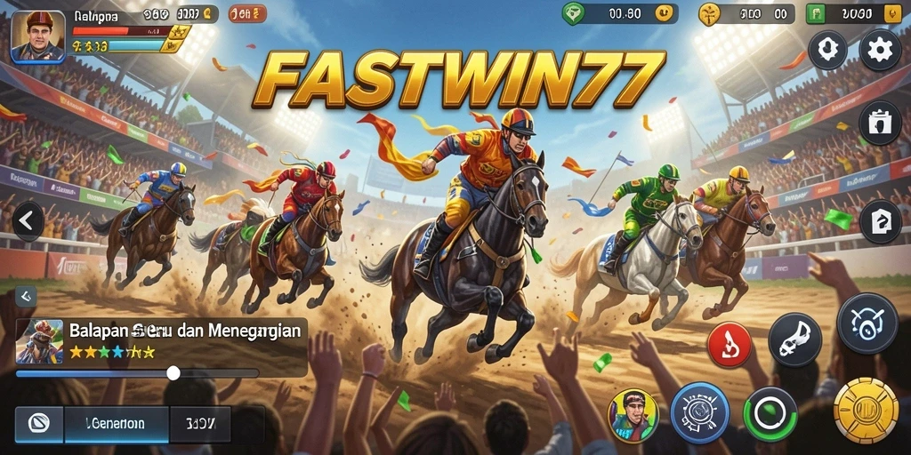Tampilan gameplay seru di FASTWIN77 dengan balapan mendebarkan.