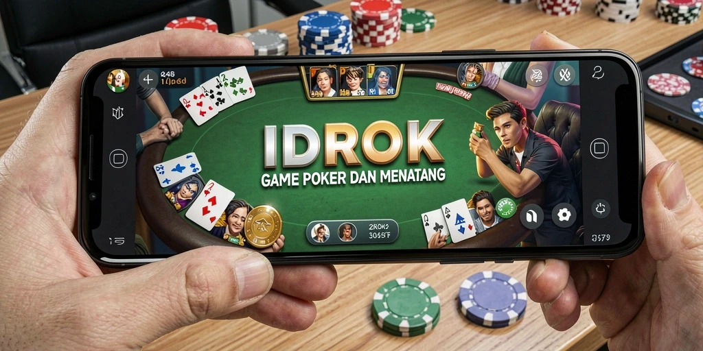 Tampilan gameplay seru di IDROK menunjukkan aksi Poker yang mendebarkan.