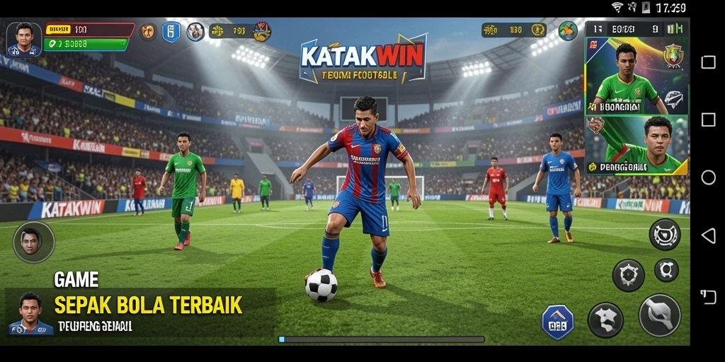Screenshot KATAKWIN: Tampilkan pertandingan sepak bola yang mendebarkan.