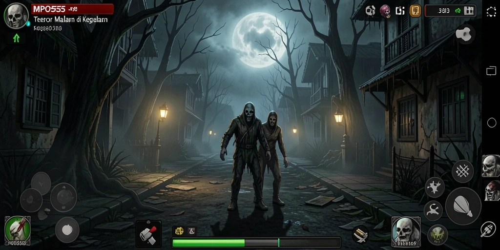 Gameplay MPO555 menampilkan suasana mencekam dan penuh ketegangan.