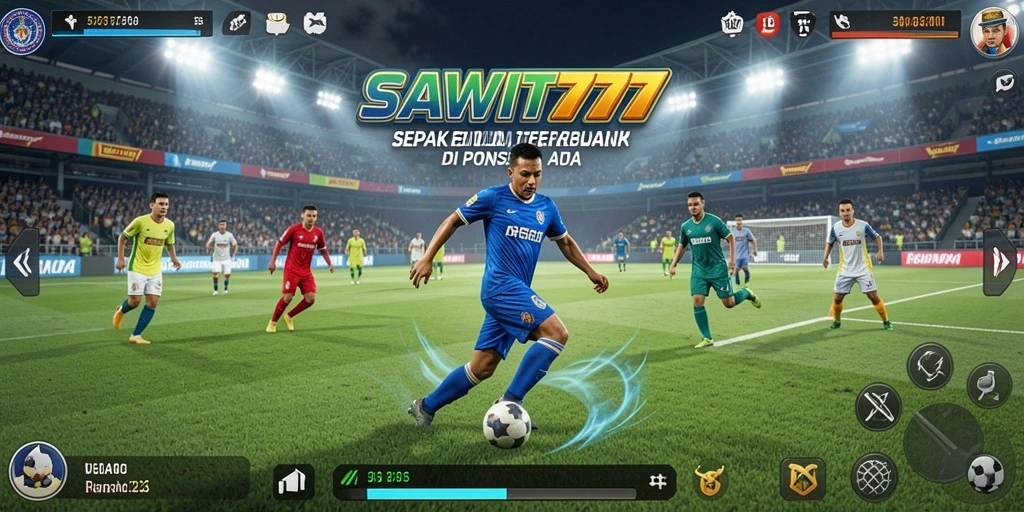 Screenshot utama SAWIT777 menampilkan pertandingan sepak bola yang intens.