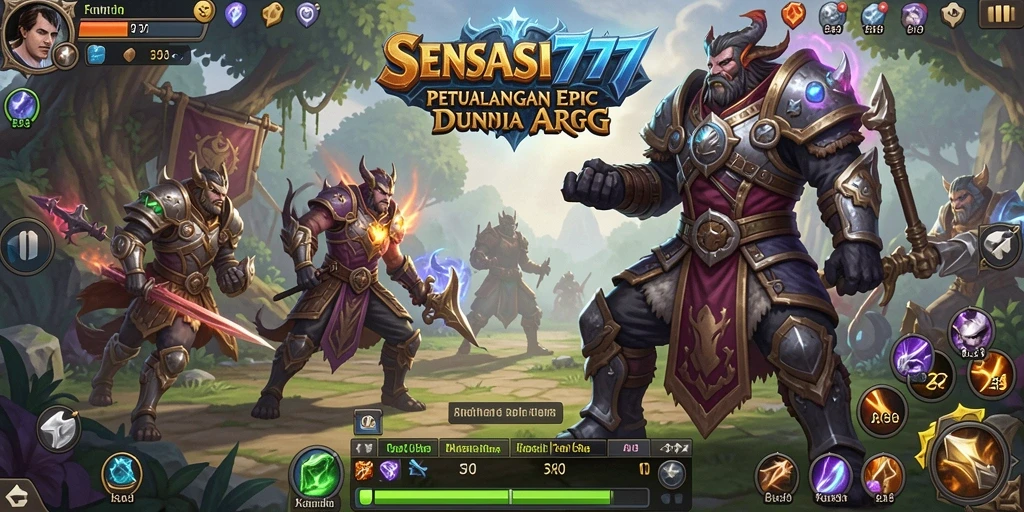 Tangkapan layar utama dari gameplay SENSASI777 yang menampilkan aksi pertarungan ARPG.