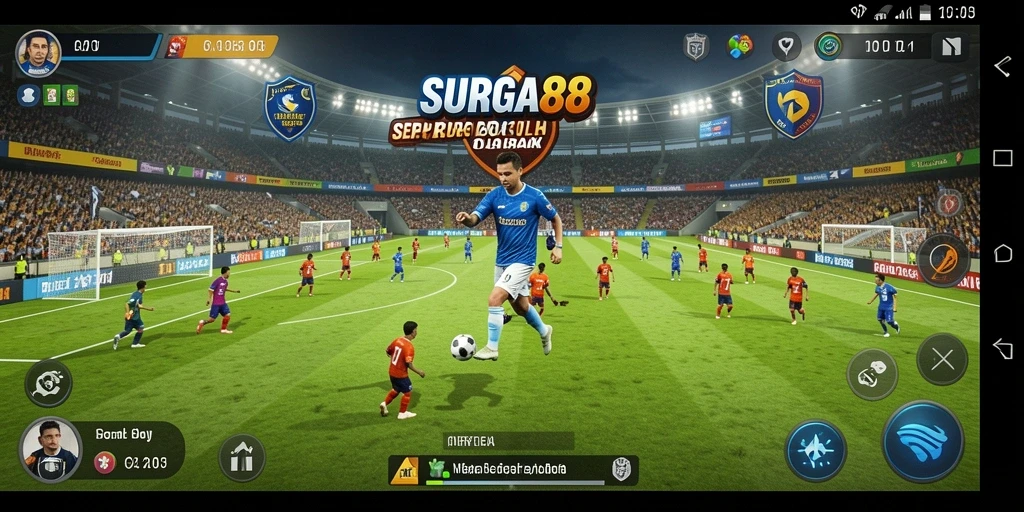 Tampilan menarik dari gameplay <strong>SURGA88</strong> dengan aksi sepak bola yang seru.