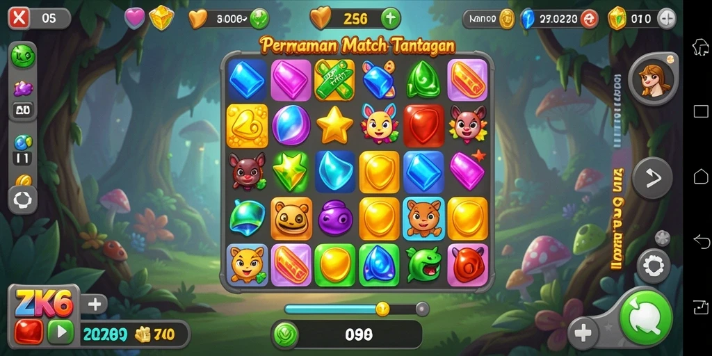 Tampilan gameplay ZK6 yang penuh warna dan menantang.